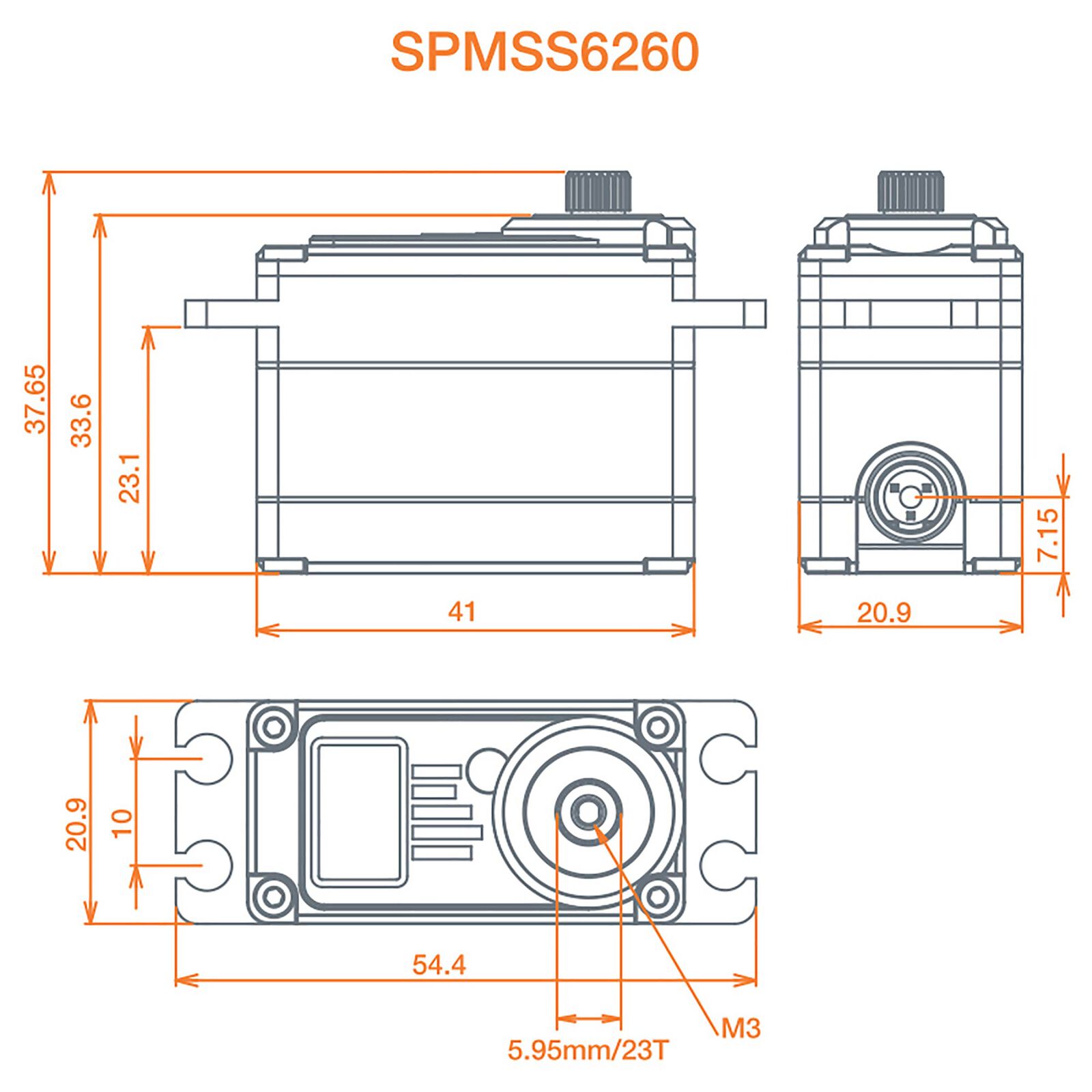 Spektrum S6260 High Torque Speed 1/10 1/8 Waterproof Metal Gear Servo SPMSS6260